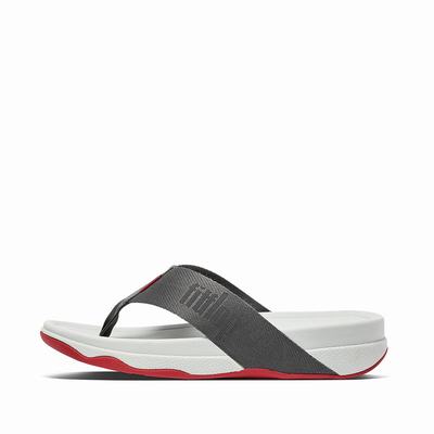 Fitflop Surfer Woven-Logo Toe-Post - Sandalen Herren - Grau (NXL657324)